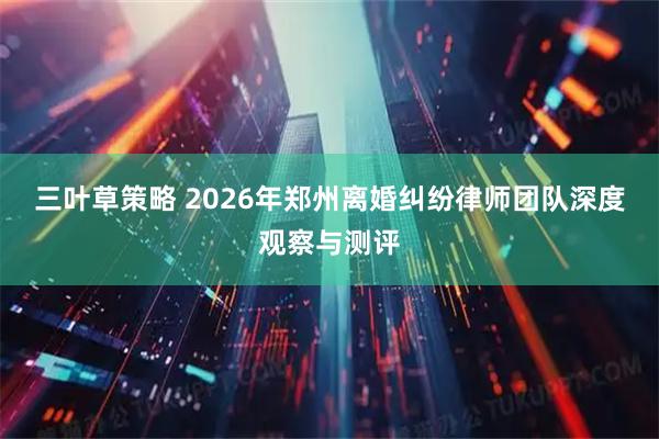 三叶草策略 2026年郑州离婚纠纷律师团队深度观察与测评